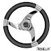 TOP !! Sealux 13-1/2 inch Stainless Steel Sport Steering Wheel With PU Foam and Real Leather Covering High-end for Marine Yacht Boat