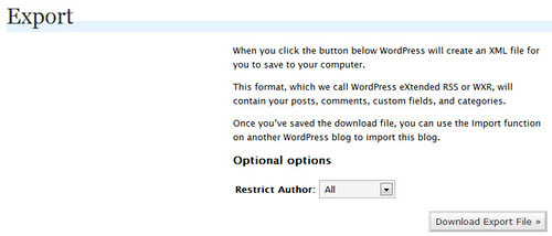 export from wordpress.com blog to your actual blog