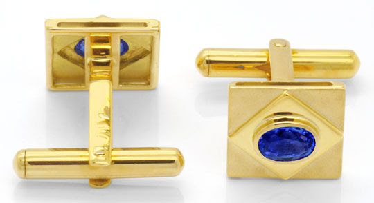 Original-Foto 1, MANSCHETTENKNÖPFE, 2 SUPER-SAFIRE SAPHIRE 2,33ct LUXUS!