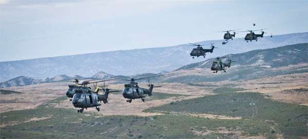 Las FAMET y sus helicópteros se adiestran en el ejercicio 'Sarrio'.