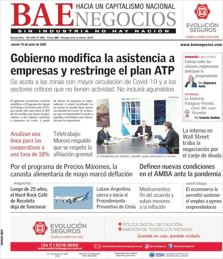 Portada de Buenos Aires Económico (Argentina)