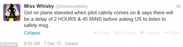 Flight delay tweet by Miss Whisky