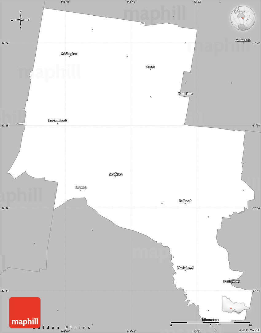 Gray Simple Map Of Ballarat