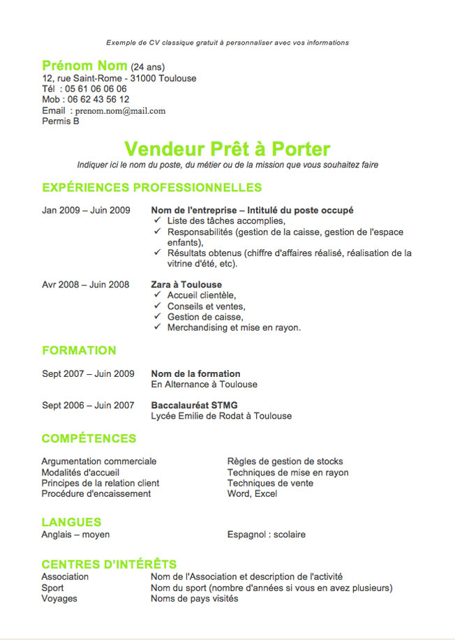 Exemple cv manutention - CV Anonyme