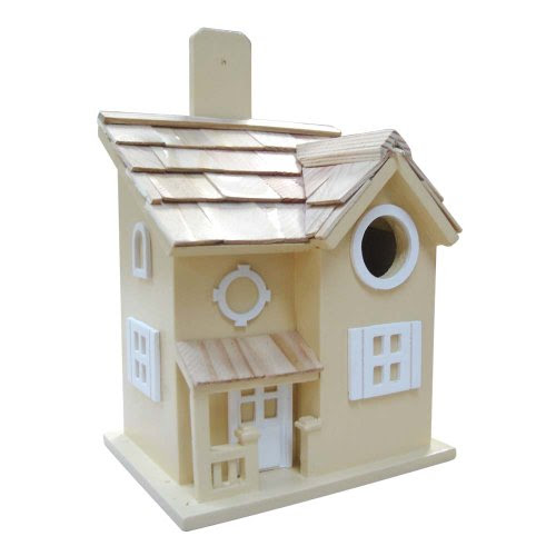 Home Bazaar Nestling Cottage Birdhouse, Yellow