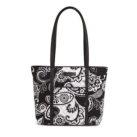 Small Trimmed Vera Tote in Midnight Paisley with Black Trim