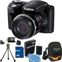 Canon PowerShot SX500 IS 16.0 MP Digital Camera with 30x Wide-Angle Optical Image Stabilized Zoom and 3.0-Inch LCD Premiere Bundle With 16GB Secure Digital High Capacity Memory Card, Digpro Compact Camera Deluxe Carrying Case