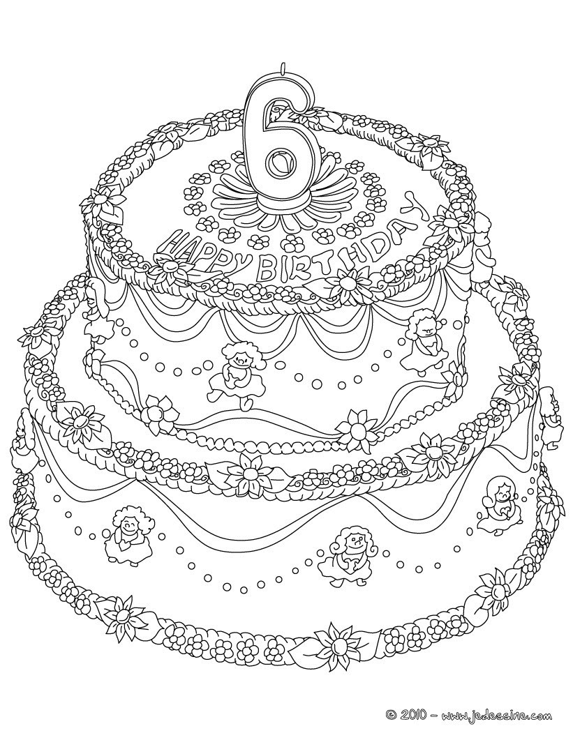 coloriage gateau anniversaire 6 ans - 6 ANS Coloriage 6 ans en Ligne Gratuit a imprimer sur 