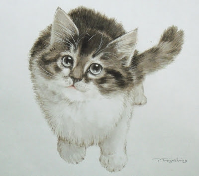 リアルな水彩猫絵とはひとあじ違う描き方も楽しめます 藤重日生の 猫絵 と 猫絵手紙