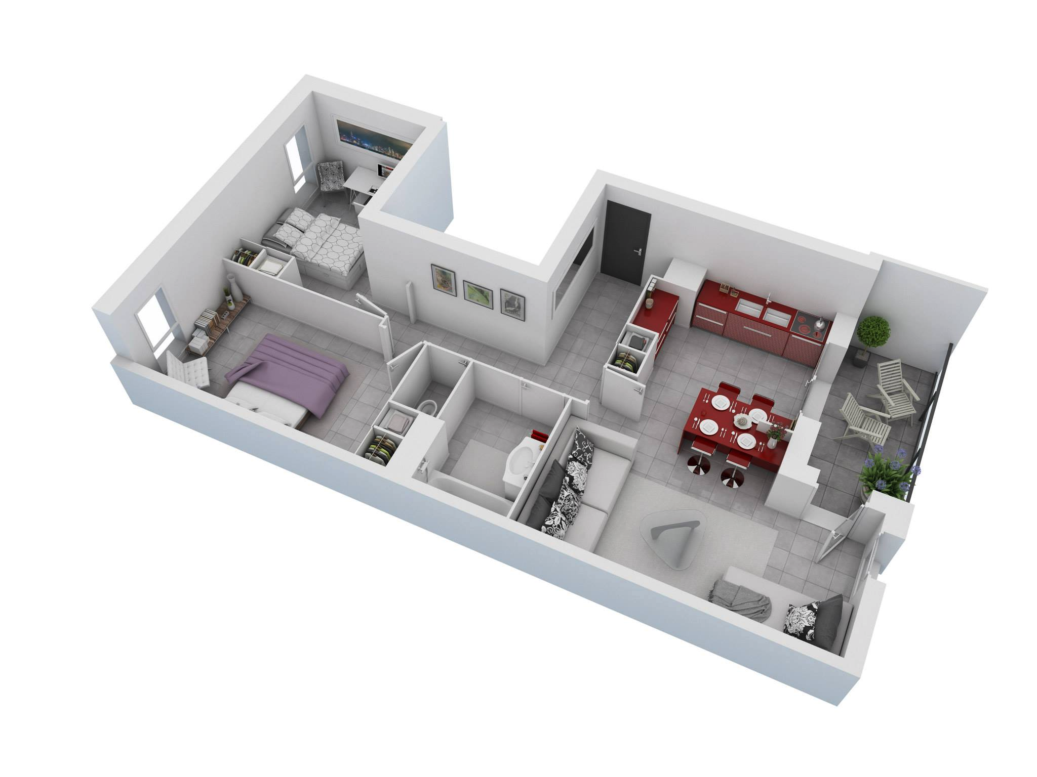 25 More 2 Bedroom 3d Floor Plans