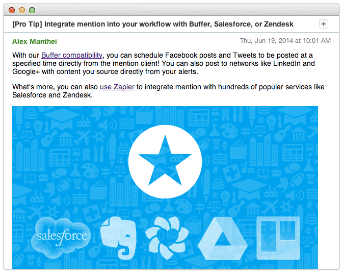 mention onboarding email