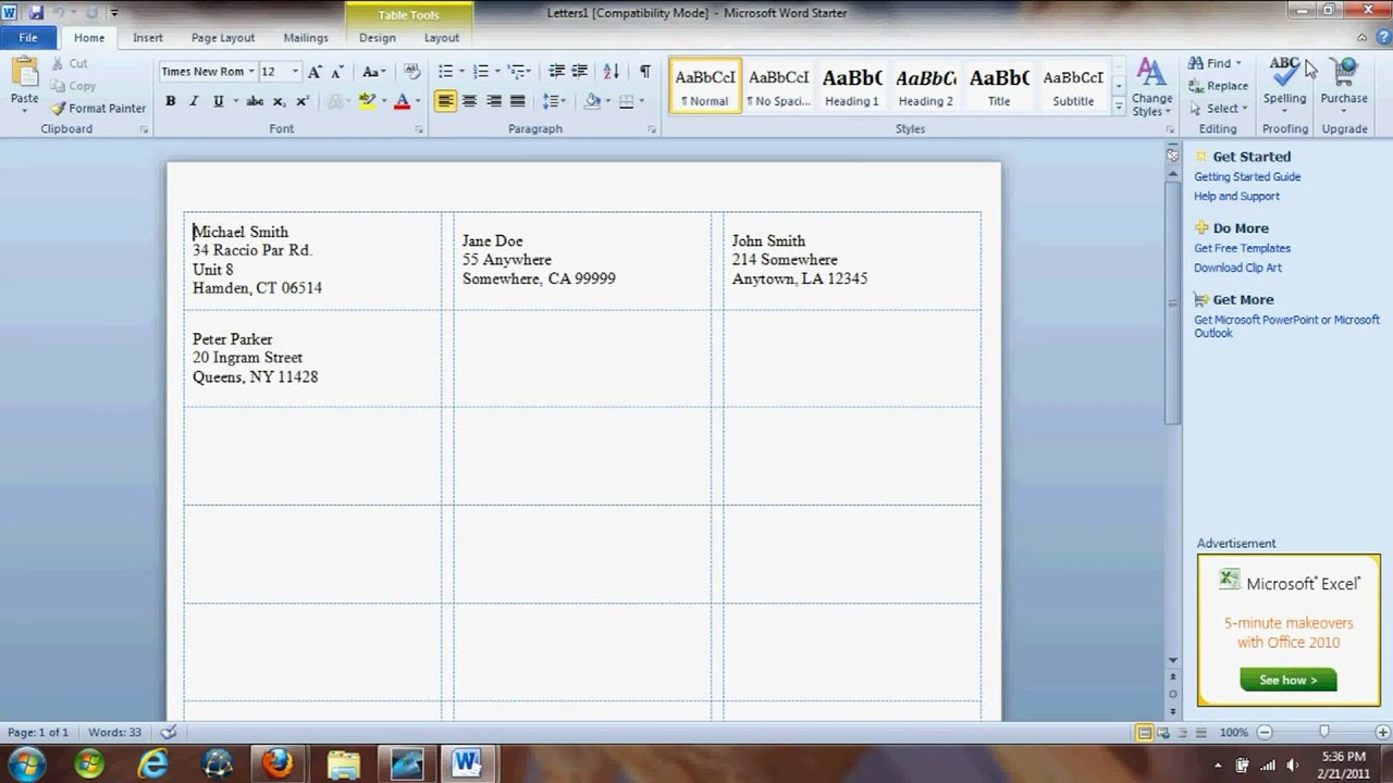 Mail Merge in Microsoft Word 2010 - YouTube