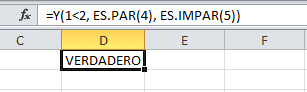 Argumentos de la función Y en Excel