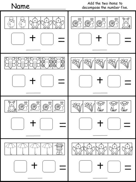  kindergarten decomposing worksheet number 5 kindermommacom