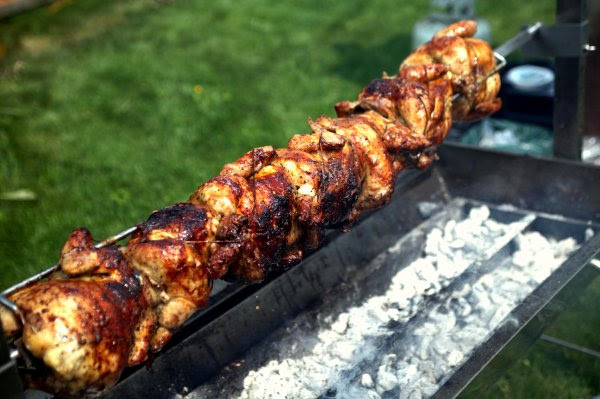 chickens on the spit