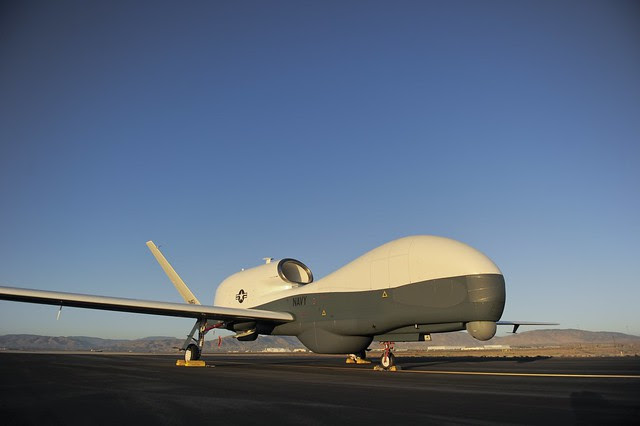 In this undated file photo, an RQ-4 Global Hawk unmanned aerial vehicle sits on a flight line.