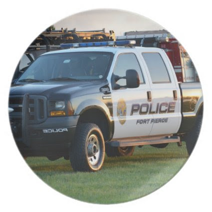 fort pierce police department pickup truck dinner plate