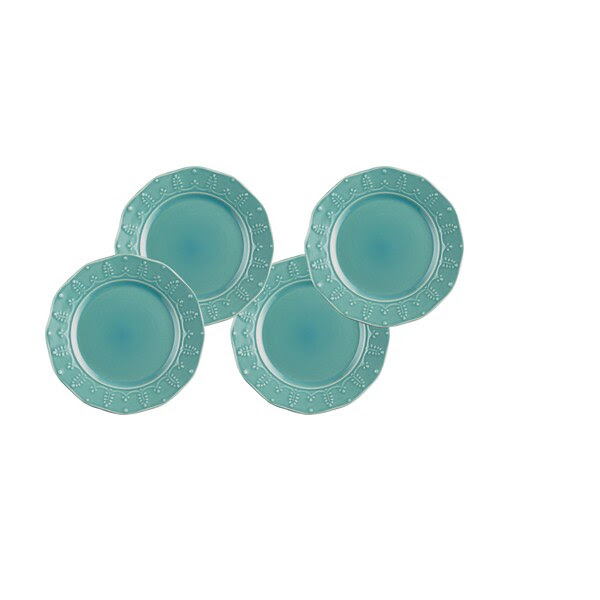 Paula Deen Whitaker Aqua 8-inch Salad Plates (Set of 4)