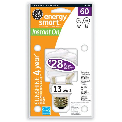 Home Depot Appliance: GE 71763 13Watt Energy Smart Instanton Sunshine CFL 60Watt equivalent 