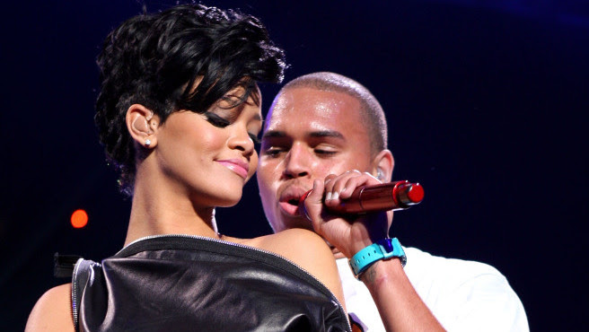 Rihanna and Chris Brown perform together in December 2008.