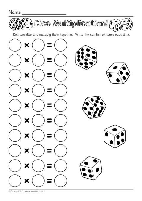 Dice Multiplication Worksheets (SB7330) - SparkleBox