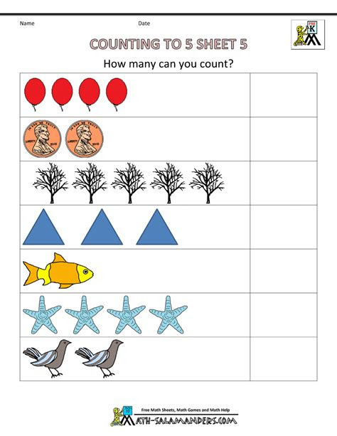 preschool counting worksheets counting to 5