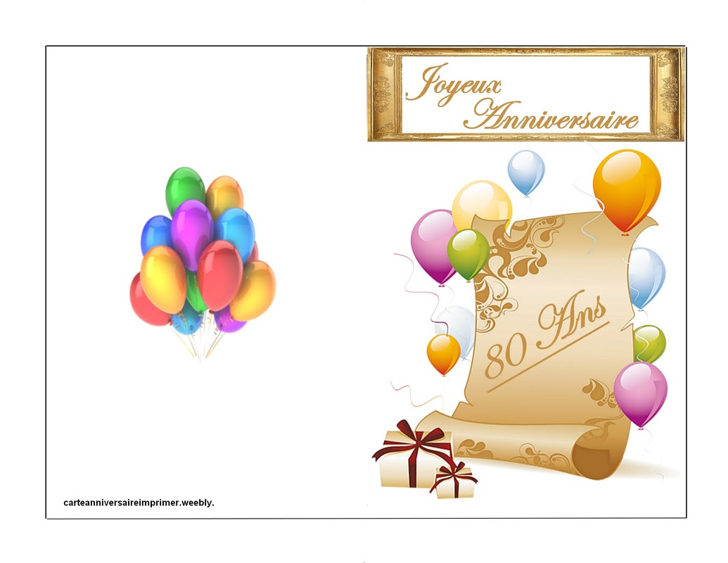 Carte Anniversaire 80 Ans A Imprimer Cartes Anniversaire Imprimer Gratuite