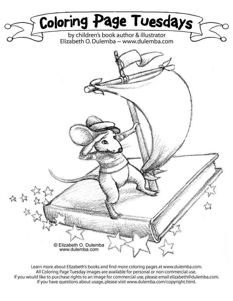 Coloring Page Tuesday - A Book is a Ship title=