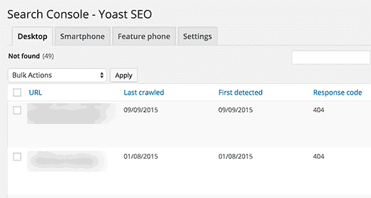 Search console data