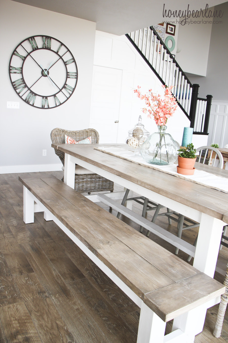 DIY Farmhouse Table and Bench - HoneyBear Lane