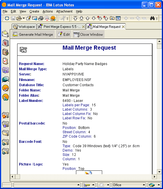 Lotus Notes mail merge, printing and reporting tool ...