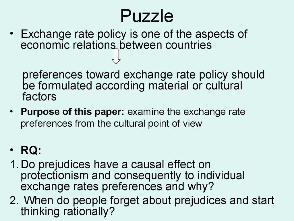 Examine The Exchange Rate Preferences From The Cultural