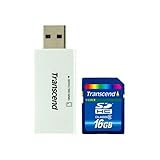 Transcend 16 GB SDHC Class 6 Flash Memory Card with Card Reader TS16GSDHC6-S5W
