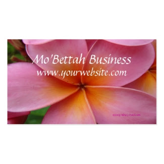 Pink Plumeria Tropical Flower Custom BusinessCards