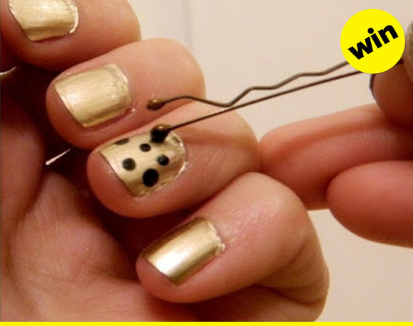 Make easy polka dots with the tip of a bobby pin!