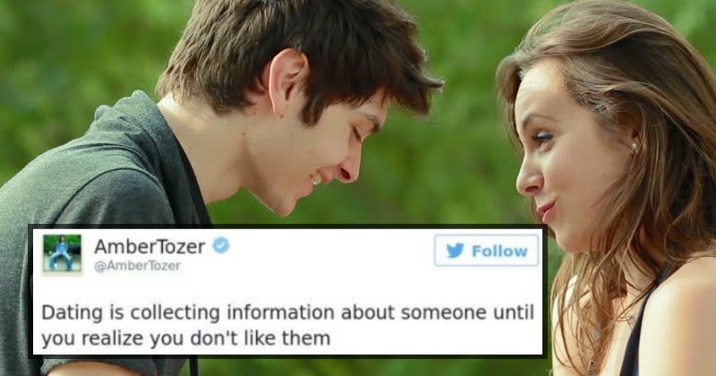 funny tweets about dating and relationships - cover image about how dating is like collecting information about someone till you are no longer interested