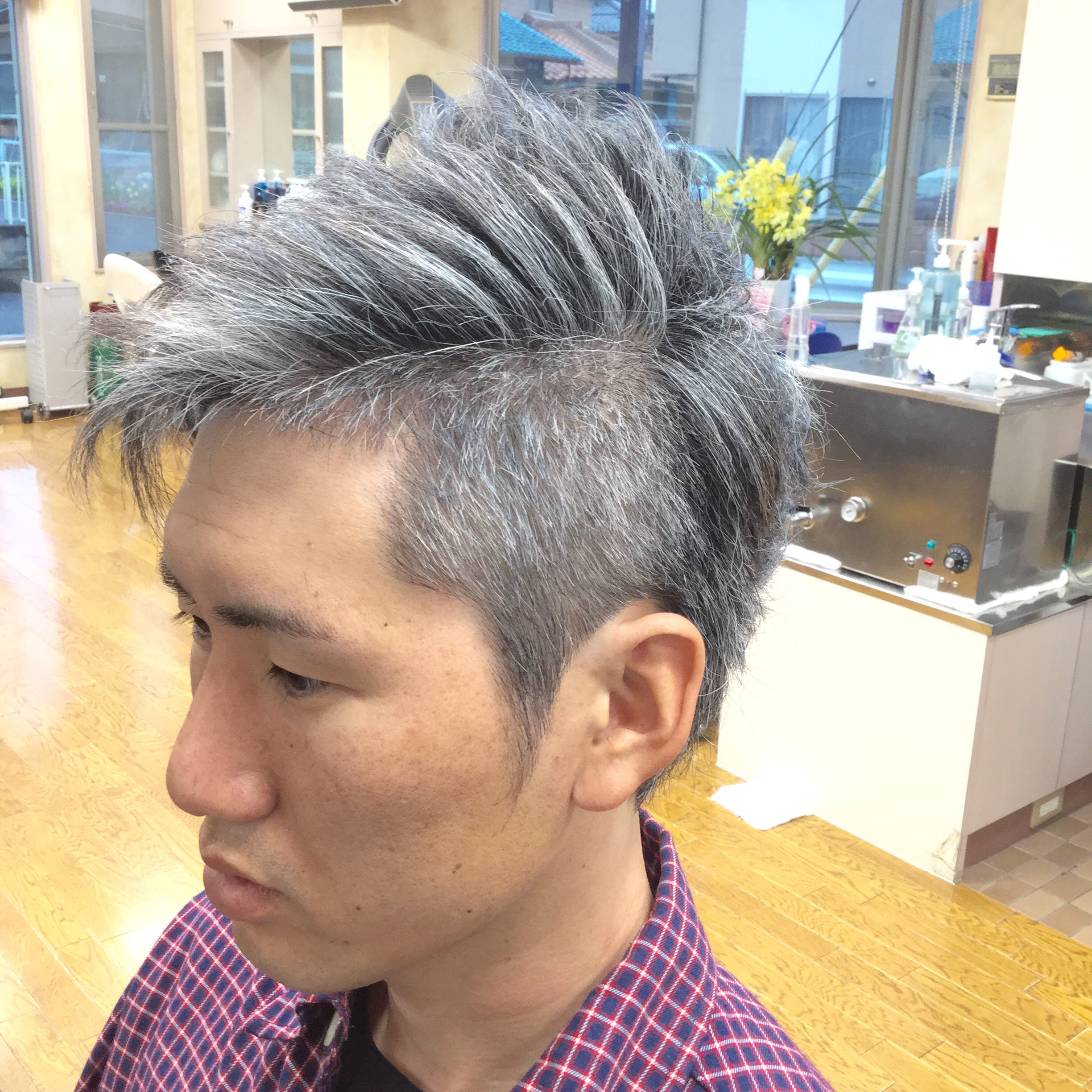 ショートヘアーツーブロック アシンメトリー アラカワhomme 松本市