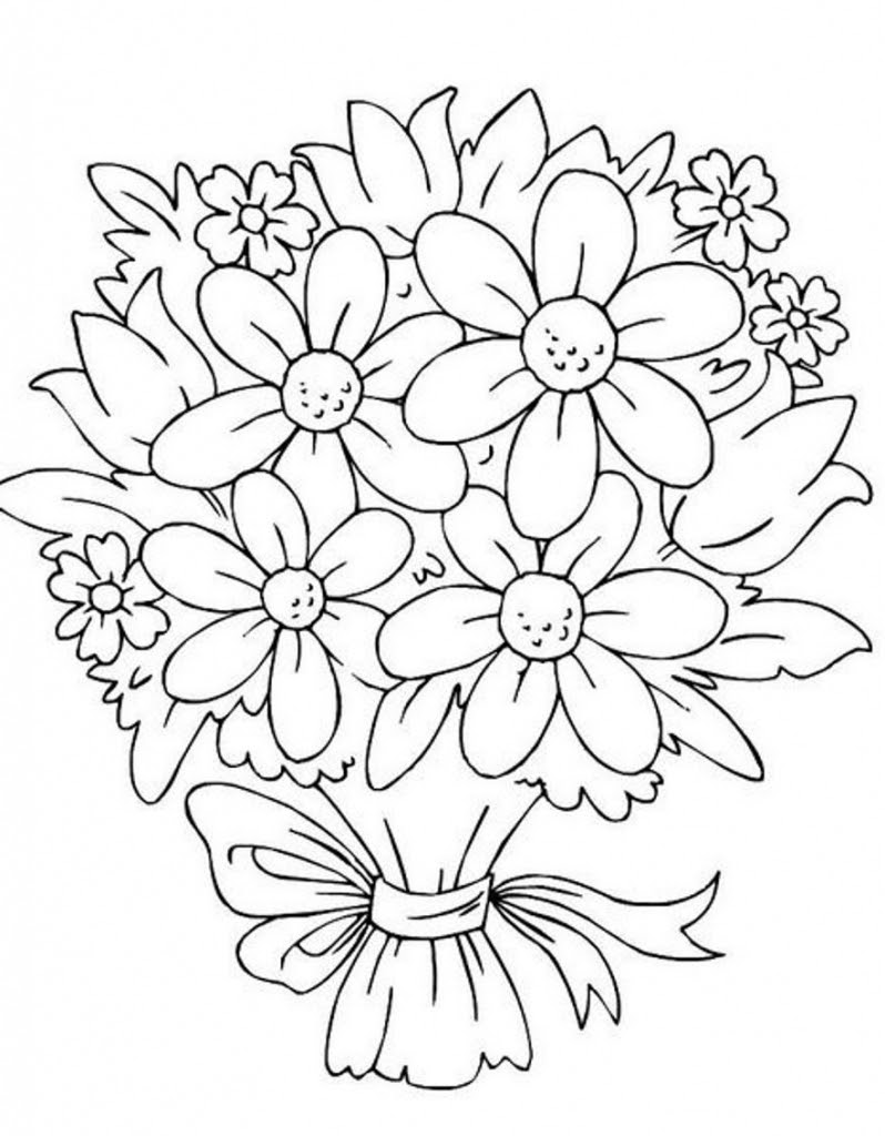 Bouquet Of Flowers Line Drawing at GetDrawings | Free download