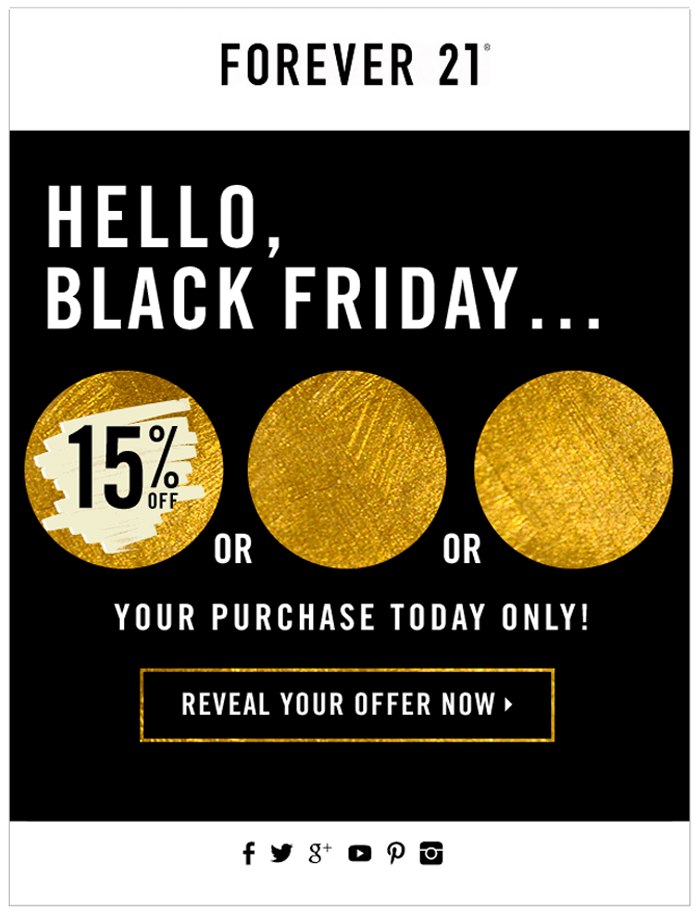 Forever21 Content Scheduling during Holidays email example