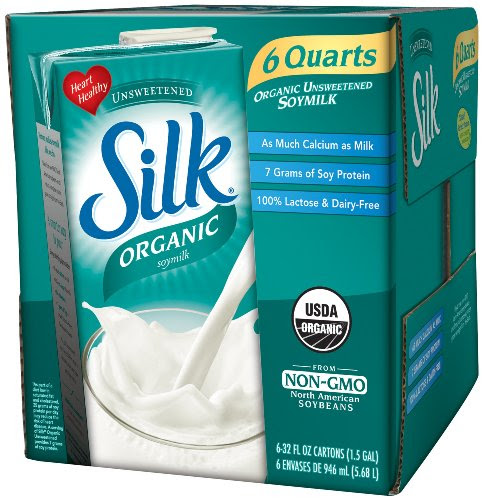 Silk Unsweetened Organic Soymilk, 32-Ounce Aseptic Cartons (Pack of 6)
