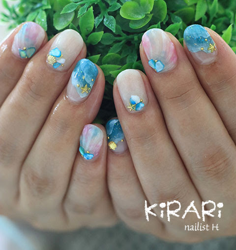 人魚の鱗 ドロップアート 水面 長野県辰野町ネイルサロン Kirari のcolorful Life