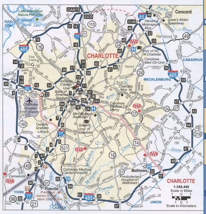 Printable Map Of Charlotte Nc