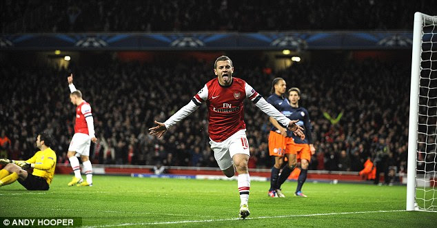 jack's back: Arsenal were set on their way by Jack Wilshere's first goal in two years