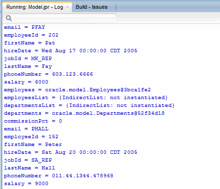Returned info in the Running Log window