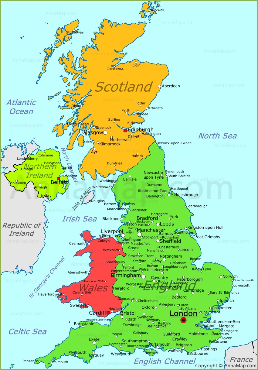 United Kingdom Map  UK political map  AnnaMap.com