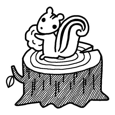 リス 秋の生き物 秋のイラスト 無料 白黒イラスト素材
