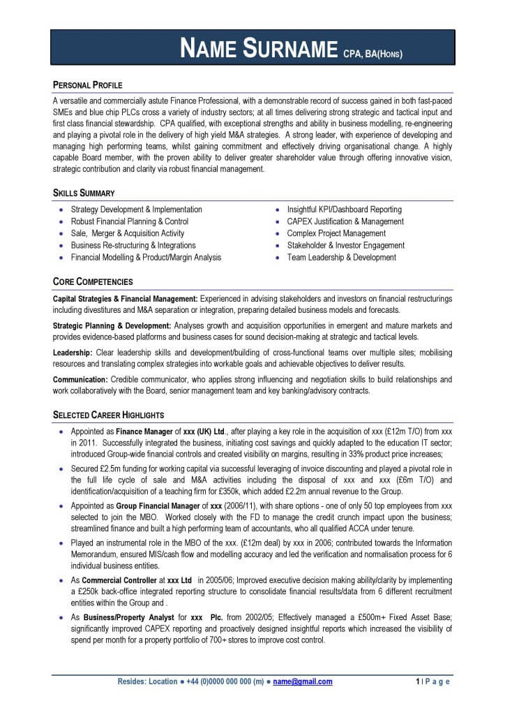 CV Examples Free Download
