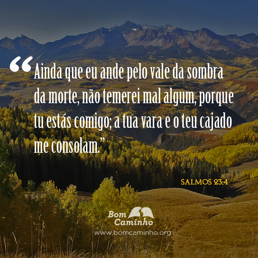 Ainda que eu ande pelo vale da sombra da morte n£o temerei mal algum porque tu estás igo a tua vara e o teu cajado me consolam Salmos 23 4