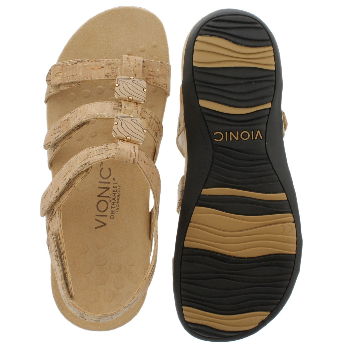 Vionic Women's AMBER gold cork arch support sandals AMBER-GLDCRK