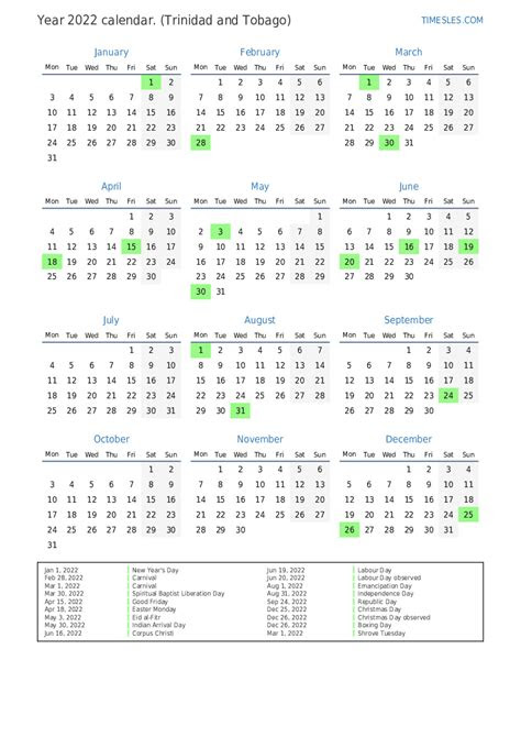  public holidays trinidad 2022